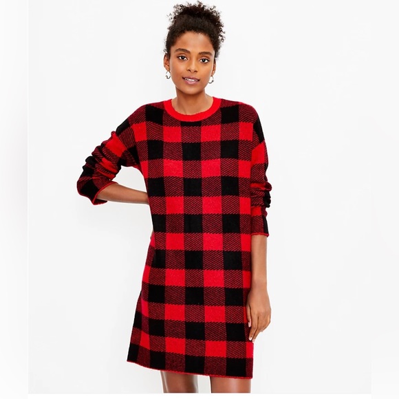 LOFT Dresses & Skirts - LOFT Buffalo Plaid Sweater Dress